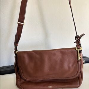 Fossil Tan Leather Shoulder Bag